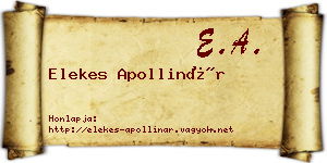 Elekes Apollinár névjegykártya